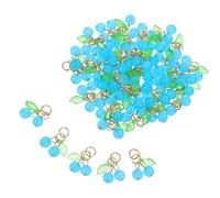 NIYANGLE 50pcs Blue 3d Cherry Pendant Charms for Jewelry Making, 0.6 Inch Plastic Fruit Beads for DIY Earrings, Necklaces, Bracelets, and Keychain Crafts