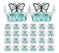 NIYANGLE 50Pcs Blue Mirror Hollow Out Candy Boxes with Wing Pattern, Mini Chocolate Truffle Wrappers for Wedding Favors, Shower Dessert Cups, Party Candy Packaging