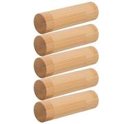 NIYANGLE 5pcs Bamboo Empty Lip Balm Tubes 5g Portable Refillable Cosmetic Jars for Vanity and Business Travel, Natural Bamboo and Plastic Material, Mini Lipstick Containers and Women