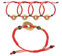 NIYANGLE 5pcs Braided Bracelet Red String Bracelet Unique Stylish Alloy Cotton Rope Comfortable Fit Practical for Family Couples Daily Life Party with Chinese Copper Coins