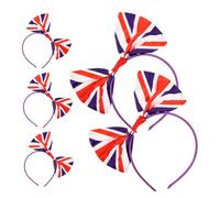 NIYANGLE 5pcs British Flag Bowknot Headbands for Festivals Comfortable Hair Clasp Accessories for Parties Cheer Events and Themed Celebrations