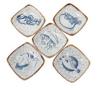 NIYANGLE 5pcs Ceramic Sauce Dipping Plates Set, Easy to Clean Side Dishes Bowls with Unique Style, for Restaurants and Dinner Parties