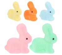 NIYANGLE 5pcs Colorful Flocking Foam Rabbit Statues Mini Easter Bunny Decorations for Garden Desktop Living Room Cute Spring Decor for Celebrations and Parties