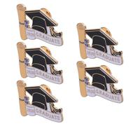 NIYANGLE 5pcs Graduation Cap Brooch Enamel Pins Graduation Badges Congrats Class of Gifts for Student School Leavers Decorations