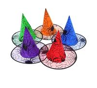 NIYANGLE 5Pcs Halloween Witches Hats Multi Function Elegant Party Accessories Mixed Color Costume Decorations for Group Photos Outdoor Decor
