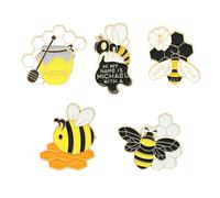 NIYANGLE 5pcs Mini Bee Brooch Pin Set, Cute Enamel Alloy Bee Animal Lapel Pins with Unique Design and Beautiful Colour, for Banquet Supplies and Christmas Accessories