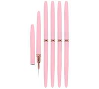 NIYANGLE 5pcs Nail Art Gel Liner Brushes Set for Fine Lines and Geometric Designs, Copper and Fiber Material Small Nail Brushes for Gel Polish Painting and DIY Manicure