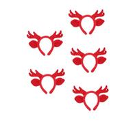 NIYANGLE 5pcs Red Christmas Reindeer Headband with Adorable Plush Ears and Antlers for Holiday Parties Cosplay Events and Festive Celebrations and Reusable Deer Headwear for Adults