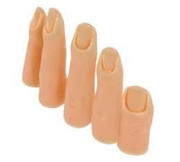 NIYANGLE 5pcs Silicone Nail Practice Fingers for Gel Manicure Realistic Training Model Fingers for Nail Art Demonstration and Salon Use Light Brown