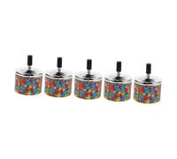 NIYANGLE 5pcs Stainless Steel Ashtray Push down Spinning Ashtray Fireproof s Smoke Butt Holder Windproof with Lid Rotating Vintage s Decorative