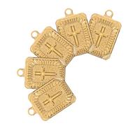 NIYANGLE 5pcs Stainless Steel Rectangle Cross Charms Crucifix Pendants for DIY Jewelry Making Hip Hop Style Faith Accessories for Necklace and Bracelet Crafting