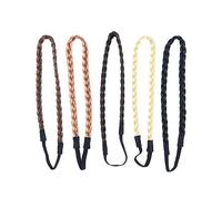 NIYANGLE 5pcs Style Synthetic Hair Braid Headbands for Women Decorative Twisted Hair Bands in Black Golden Dark Brown Light Brown Chestnut Versatile Makeup Yoga Accessories