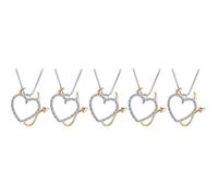 NIYANGLE 5pcs Women S Rhinestone Pendant Necklace Devil Heart Clavicle Chains Creative Sparkling Jewelry for Elegant Gift for Daily Wear