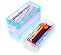NIYANGLE 6 Pcs Plastic Pencil Case for Students and Office Storage | Body for Easy Content Identification, Classroom Use, Suitable for Highlighters and Compass