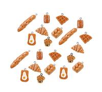 NIYANGLE 60pcs Resin Bread Pendant DIY Jewelry Charms for Necklace Bracelet Earring Making Skin-friendly Baking Food Accessories Craft Decorations