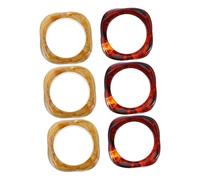 NIYANGLE 6pcs Acrylic Chunky Bangle Irregular Geometric Wide Cuff Bracelets for Women Stackable Statement Wristbands in Neutral Light and Brown Tones for Modern Stylish Looks