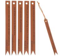 NIYANGLE 6pcs Brown Pu Leather Bookmarks Lanyard, Bible Verses Page Markers for Reading and Study, Handmade Bookmarks Set for Book Lovers and Christian Users
