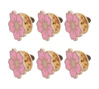 NIYANGLE 6pcs Cherry Blossom Brooches Pink Flower Enamel Pins Lightweight Vivid Craftsmanship Unique Cute Style for Sweater Daily Wear