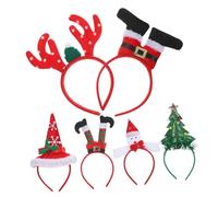 NIYANGLE 6pcs Christmas Headband Lightweight Holiday Hairbands with Reindeer Antlers and Festive Tree Designs for Adults and Xmas Party Accessories