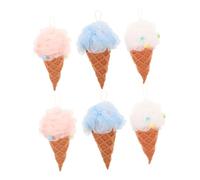 NIYANGLE 6pcs Deep Cleansing Bath Ball Ice Cream Shower Scrubber Sponges Body Sponges for Daily Shower Use