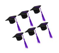 NIYANGLE 6pcs Doctoral Wine Bottle Cap Graduation Party Ornament Beer Bottle Decoration Non-woven Fabric Mini Graduation Hat Shape Presents Happy Festive Atmosphere Guests Holiday