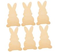 NIYANGLE 6pcs Easter Bunny Wooden Cutouts Solid Wood Blank Bunny Cutouts for DIY Painting Easter Decor Indoor Unfinished Wood Slices Craft Materials
