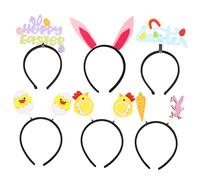 NIYANGLE 6pcs Easter Themed Hairbands Lightweight Decorative Headbands with Bunny Chick Eggshell Designs for Easter Party Cosplay Photo Props