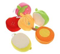 NIYANGLE 6pcs Fruit Bath Rub Exfoliating Sponges for Boys and Girls Boy Girl Shower Brush Body Scrubber Multipack Bathing Sponge Safe Comfortable Material