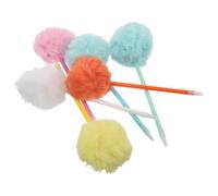 NIYANGLE 6pcs Fuzzy Pom Pom Ballpoint Pens Lightweight Plush Writing Tools for School Office Adults Women Christmas Holiday Party Supplies with Soft Tops