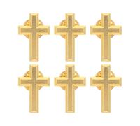 NIYANGLE 6pcs Golden Alloy Cross Brooch Pins with Detailed Engraving and Safety Clasp, Elegant Religious Symbolism for First Holy Communion Ceremonies and Baptisms, Suitable for Godparents