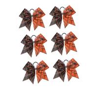 NIYANGLE 6pcs Halloween Hair Ties for Girls Cute Bowknot Elastic Ponytail Holders Adorable Headdress for Festive Outfits and Everyday Wear for Halloween Parties and Family Photos