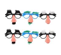 NIYANGLE 6pcs Lightweight Plastic Beard Glasses with White Fake Beards Nose and Costume Eyebrows for Adults and Comfortable Party Props for Halloween Birthday and Holiday Celebrations