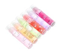 NIYANGLE 6pcs Moisturizing Lip Oil Gloss Liquid Lipsticks Fruit-flavored Lip Pomades Peach Orange Avocado Strawberry Grape Cherry for Hydrating Daily Makeup