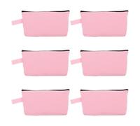 NIYANGLE 6pcs Pink Canvas Travel Pouches with Secure Zipper Closure, Versatile Multi-Purpose Cosmetic Bags for Storage and Travel, for Makeup Artists and Professionals