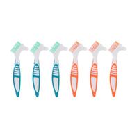 NIYANGLE 6pcs Portable Dual Head Toothbrush with Slip Handle for Elderly Oral Care for Travel Bright Colors for Easy Identification and Comfortable Grip