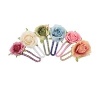 NIYANGLE 6pcs Rose Alligator Clips: Mexican Rose Flower Brooches Pins Prom Party Wedding Bridal Floral Alligator Hair Clips Barrettes Accessories For Women Girls