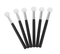 NIYANGLE 6pcs Small Mushroom Head Makeup Sponge Brush with Wood Handle Wet Dry Versatile Cosmetic Applicator for Foundation Concealer Powder Reusable and Easy to Clean for Women