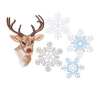 NIYANGLE 6PCS Snowflake Iron on Patch - Winter Christmas Snowflakes Embroidered Applique Sew on Reindeer Patches for Clothing Jeans Hat Backpacks Hats Jackets
