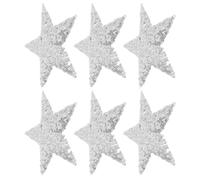 NIYANGLE 6pcs Star Sequins Iron on Sequin Patches Silver Pet Glitter Sparkling Fashion Forward Five Pointed Star Shape Repair Clothing with Robust Sticking Power for Clothing Bags Stage