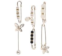NIYANGLE 6pcs Waist Tightener Clips for Pants and Jeans, Removable Waist Button Pins with Faux Pearl and Rhinestone Design, Adjustable Waistband Buckle for Everyday Wear and Casual Outings