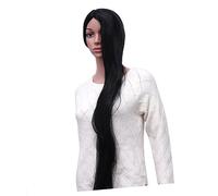 NIYANGLE 70cm Long Straight Synthetic Hair Wig Black Middle Part Women Hair Accessory Lace Front Hairpiece Suitable for Daily Wear and Cosplay