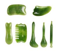 NIYANGLE 7pcs Green Resin Scraping Massage Tool Set for Foot and Back Use, Designed to Reduce Muscle and Provide Relaxing Massage, for Wellness and Relaxation
