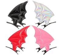 NIYANGLE 8pcs Bat Wing Hair Clips for Halloween Masquerade, Lightweight Fabric and Metal Hairpins that Do Not Hurt Hair, Costume Accessories and Women