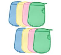 NIYANGLE 8pcs Bath Foaming Mittens Skin Scrubbing Gloves for Gentle Exfoliating Scrub Mitt with Mesh Back for Dead Skin Removal and Smooth Body Portable Set Colors