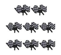 NIYANGLE 8pcs Checkered Flag Brooch Set with Precision Embossed Contours Alloy Racing Pins for Motorsport Lovers, Classic Racing Style Accessories for Race Car Party or Everyday Look