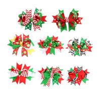 NIYANGLE 8Pcs Christmas Bow Knot Hair Clips Festive Hair Bows for Durable Stylish Christmas Hairpins for Parties Daily Wear for Daughters Friends