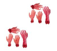 NIYANGLE 8pcs Halloween Scary Broken Hand Prank Props Set Realistic Human Parts for Haunted House Decorations Includes Four-finger Adult and Female Hands for Horror Party Tricks and Spooky