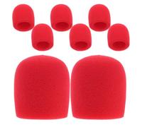 NIYANGLE 8pcs Red Foam Microphone Windscreen Covers for Handheld Mics Reusable Sponge Shields for Noise Reduction Secure Fit Pop Filter for Ktv Home Studio Broadcasting and Public Speaking