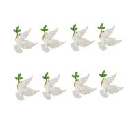 NIYANGLE 8pcs White Dove Bird Brooch Lightweight Metal Lapel Pins for Women Peace Symbol Jewelry Vintage Style Celebration Accessories for Clothing and Backpacks