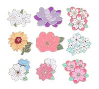 NIYANGLE 9pcs Cute Enamel Pins Bulk Plant Flowers Cherry Blossoms Badge Spring Cartoon Lapel Brooches Pin Fun Jewelry For Clothes Bags Hats Accessories